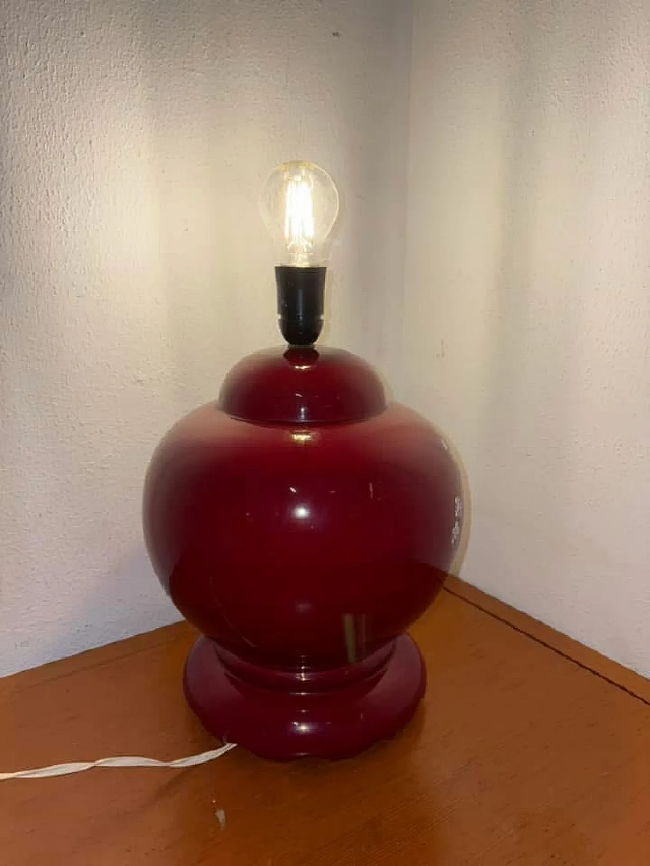 Lampada ceramica rossa,  anni '70 6