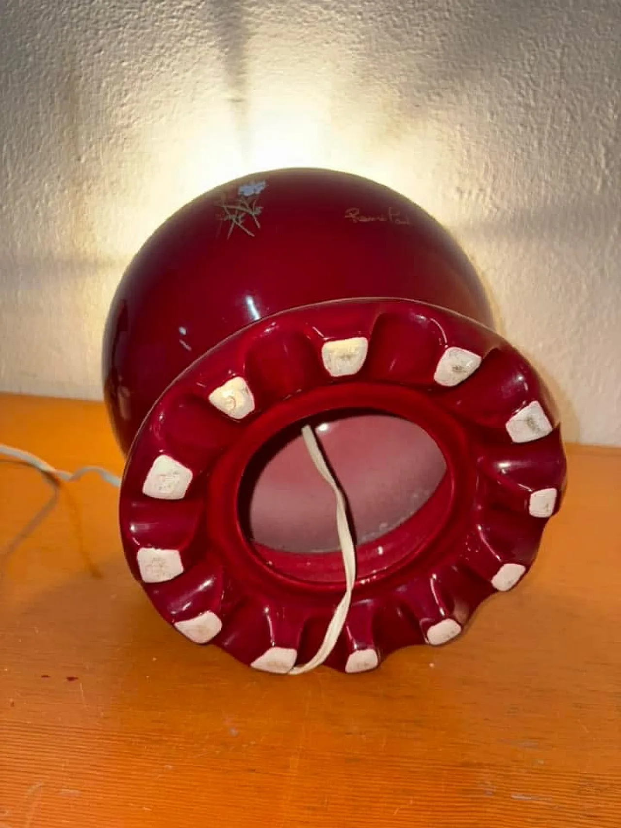 Lampada ceramica rossa,  anni '70 7