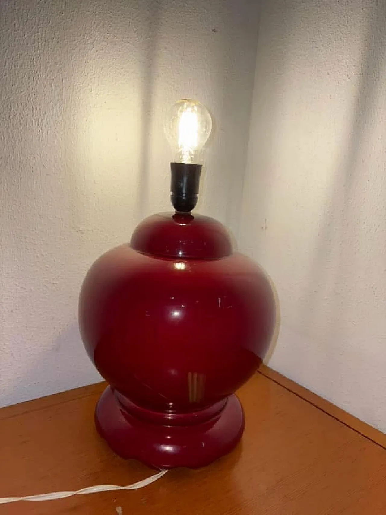 Lampada ceramica rossa,  anni '70 8