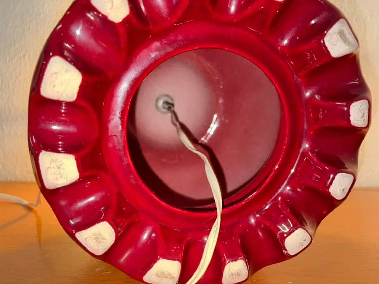 Lampada ceramica rossa,  anni '70 9