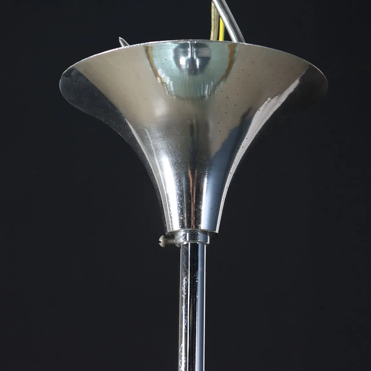 Blown glass and chrome metal ceiling lamp, 1970s 4
