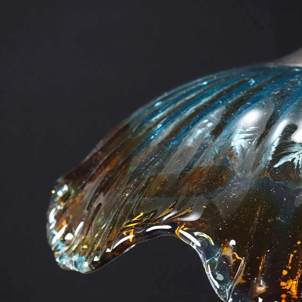 Blown glass and chrome metal ceiling lamp, 1970s 6