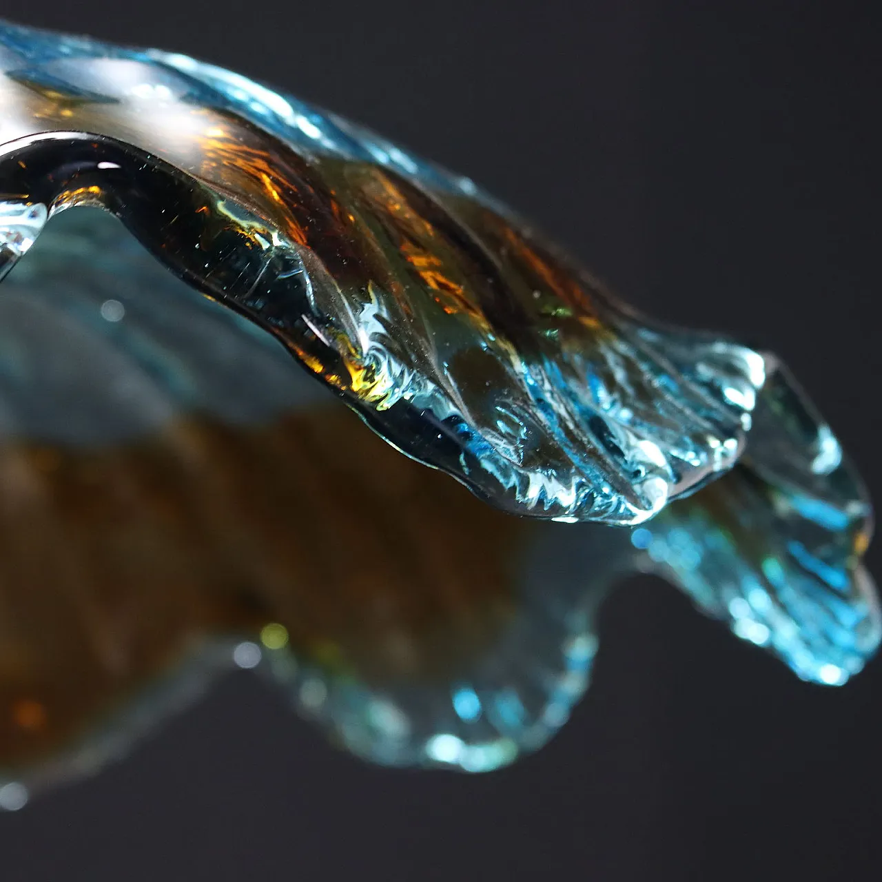 Blown glass and chrome metal ceiling lamp, 1970s 7