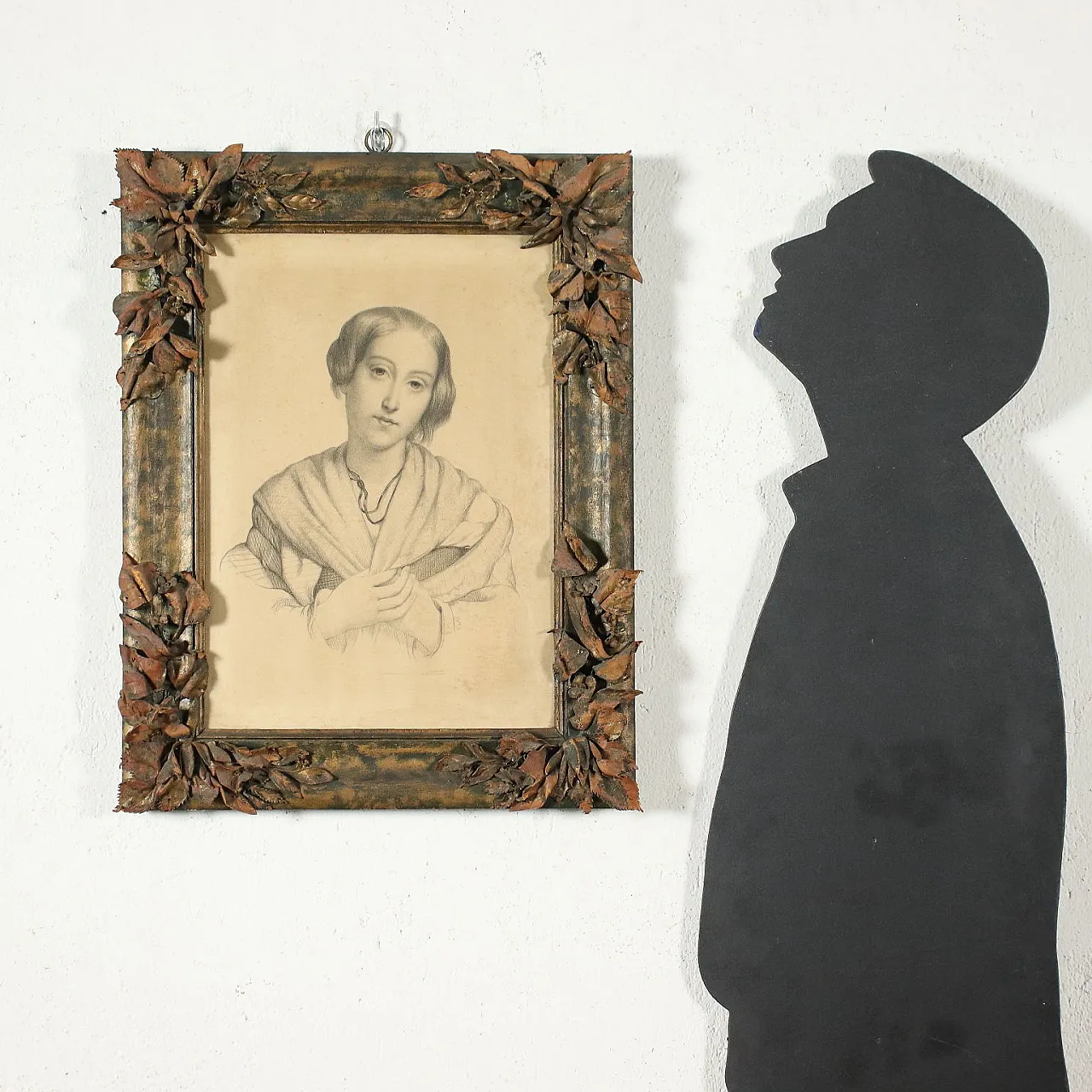 Ritratto di giovane donna, disegno a matita su carta, '800 2