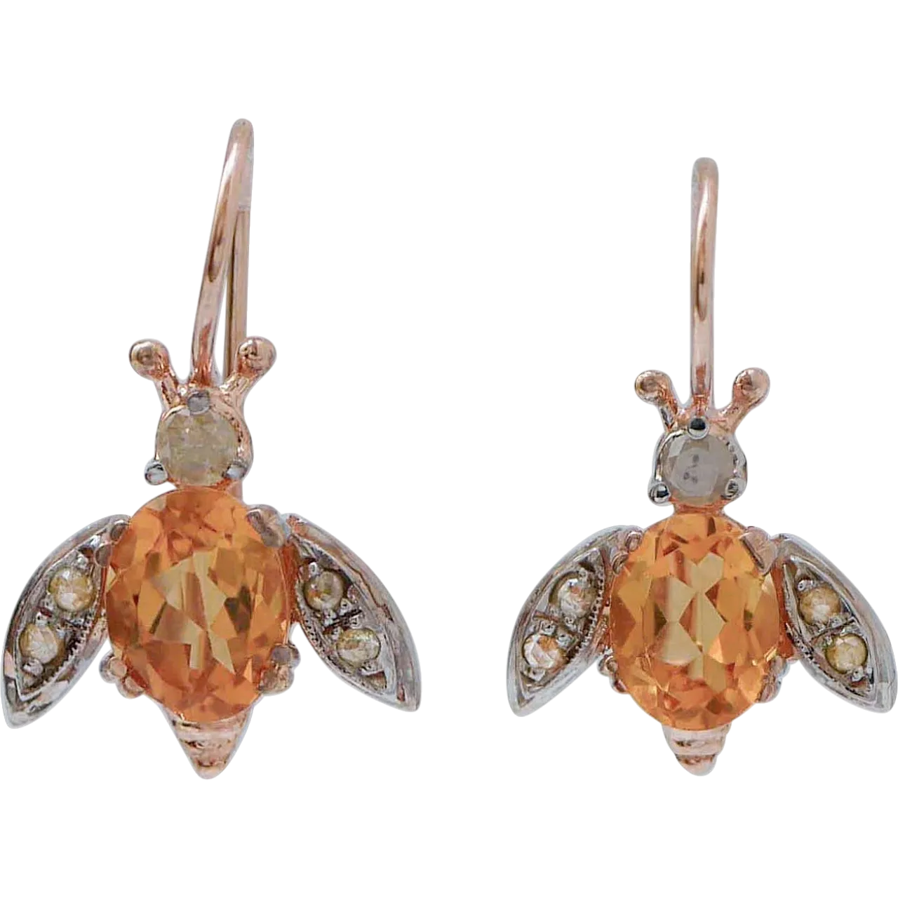 Orecchini con topazi, diamanti, oro rosa e argento, anni '50 7