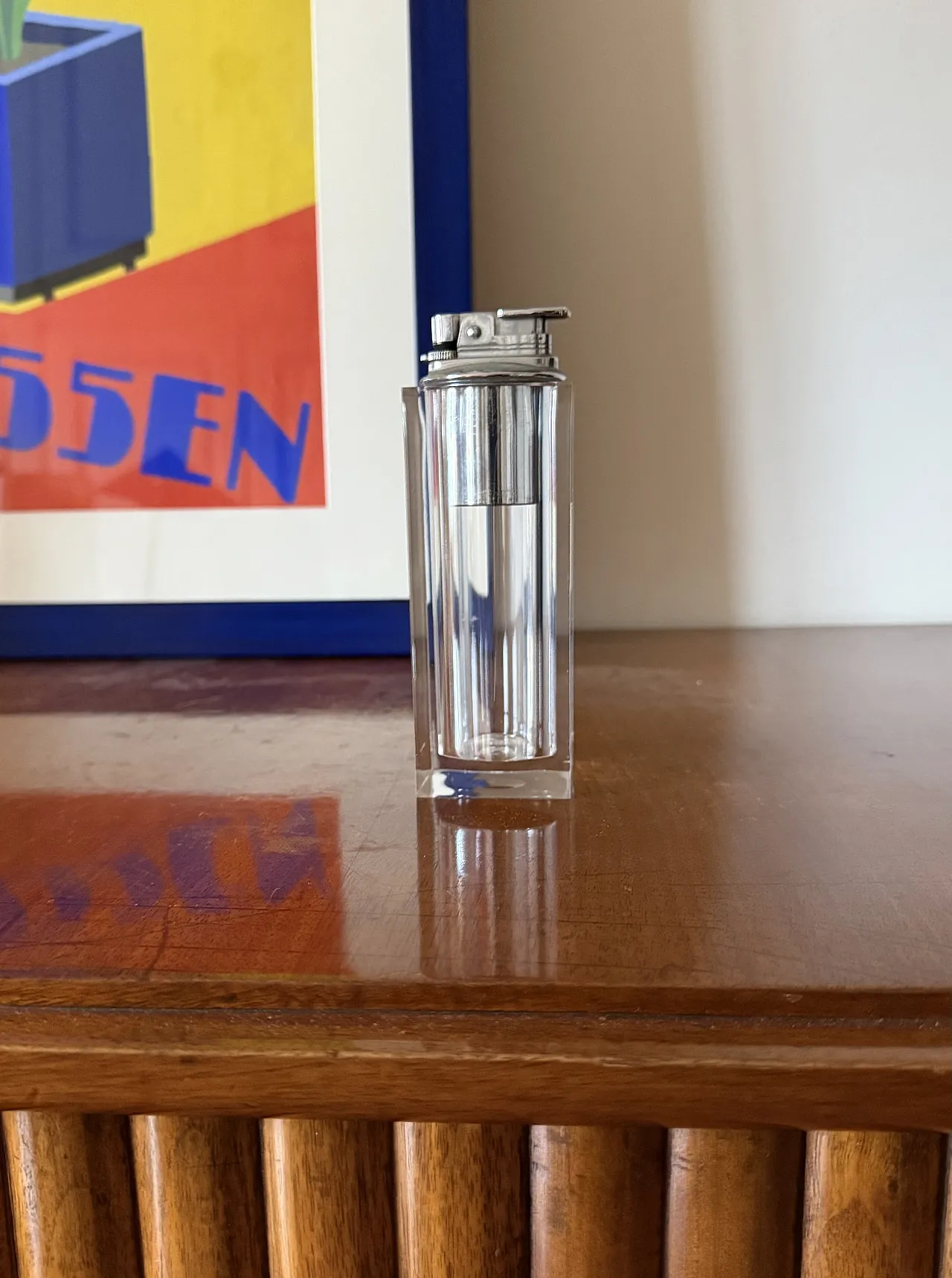 Clear Lucite Table Lightter, Italy 1970s 2