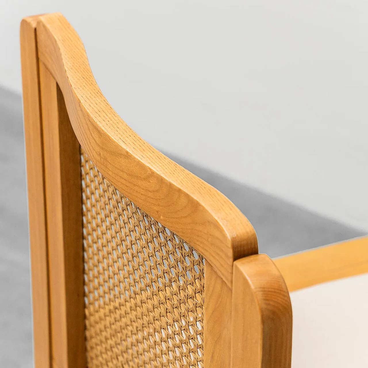 Set 4 wooden chairs, Vienna and velvet straw, 70s 8