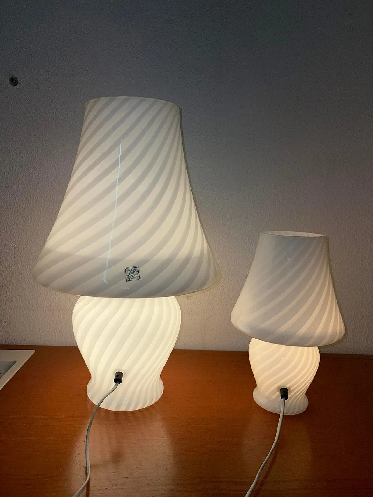 Coppia lampade vetro di Murano, anni '70 1