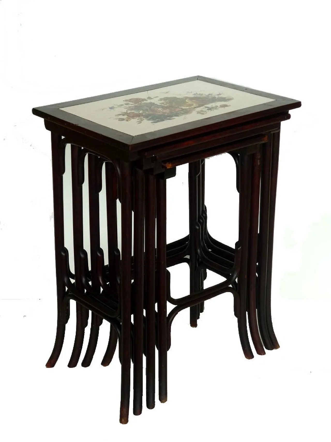 4 Tavolini impilabili Art Nouveau di Thonet, inizio '900 2