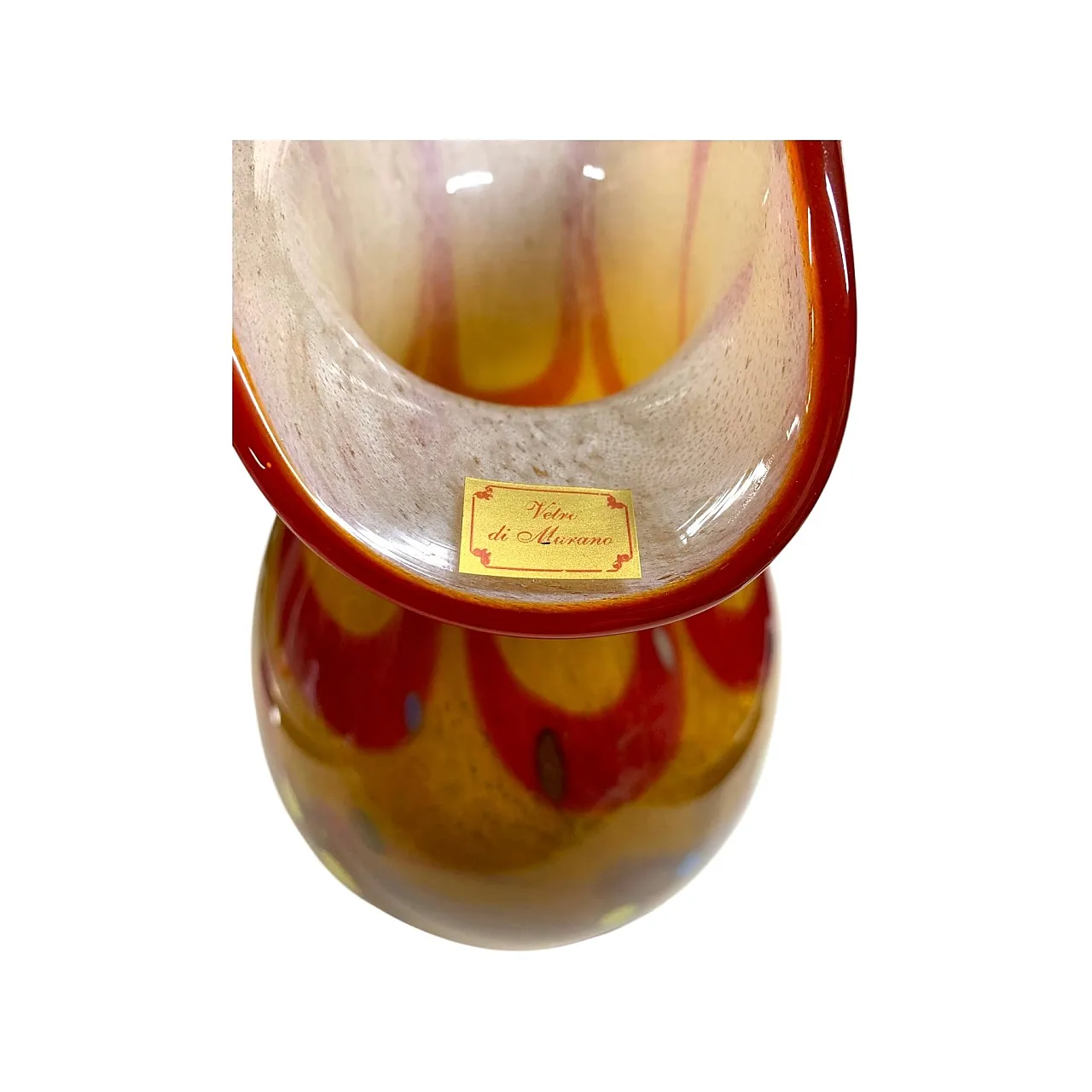 Murano glass vase with Murrine on a marble base, 90s 6