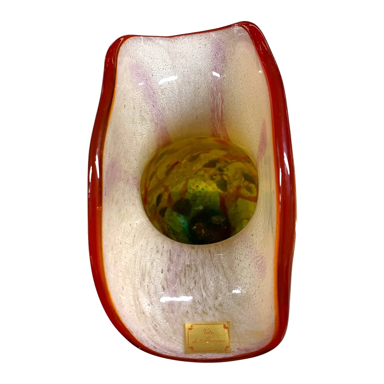 Murano glass vase with Murrine on a marble base, 90s 9