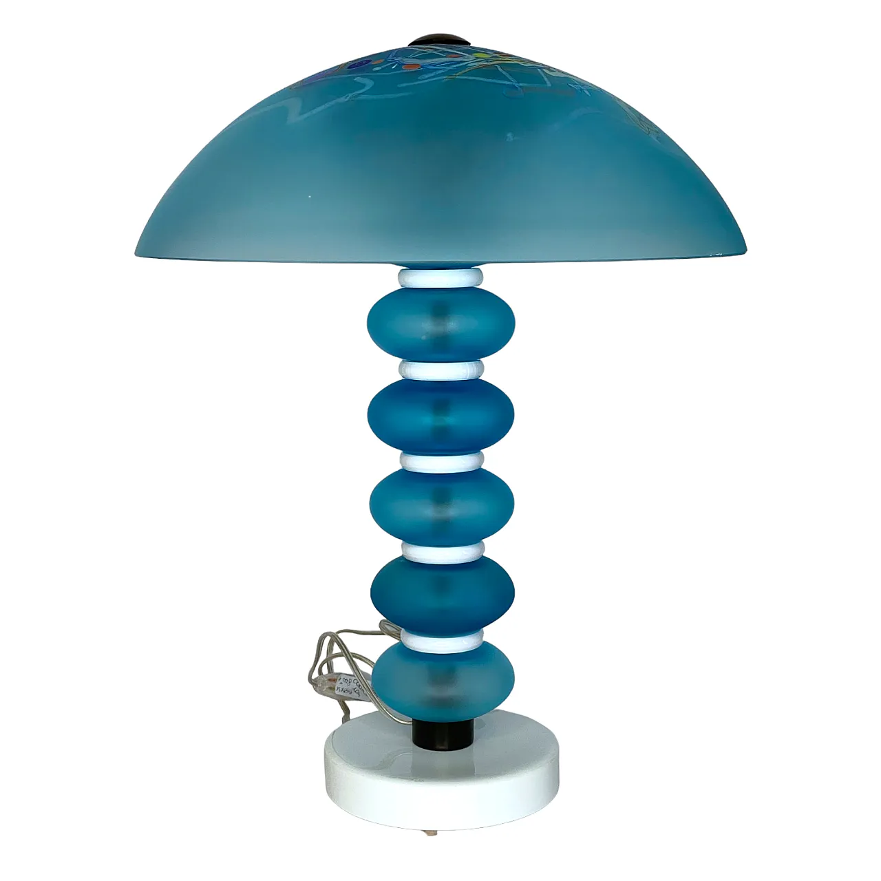 Blue decorated glass table lamps by Cenedese, 90s 1