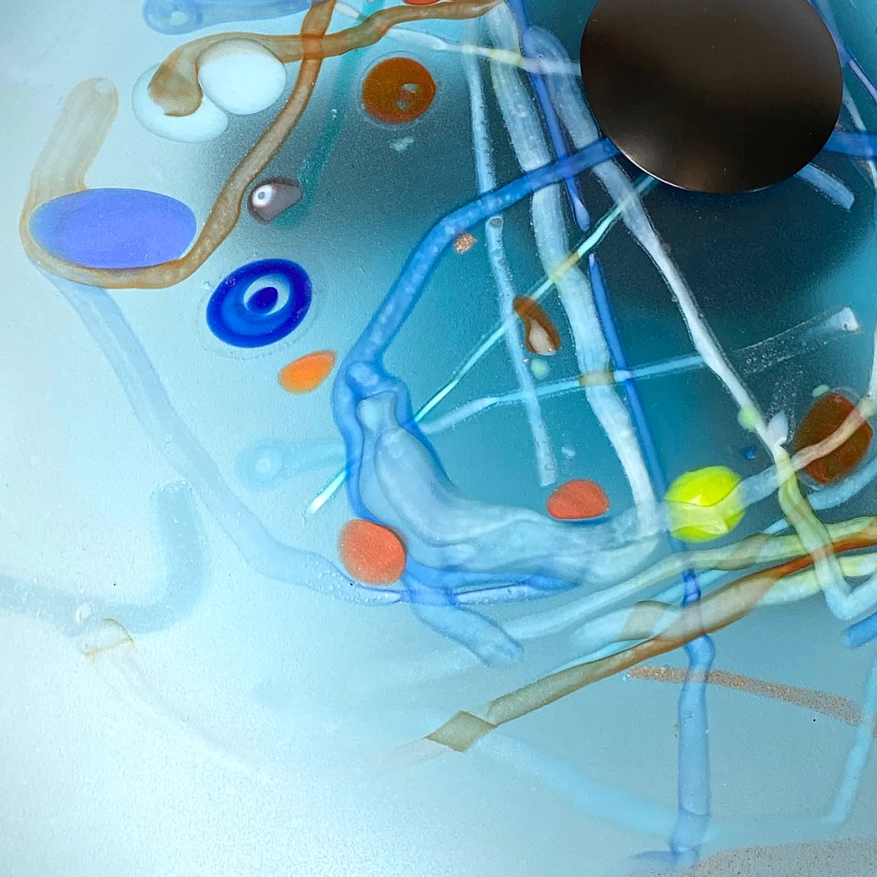 Blue decorated glass table lamps by Cenedese, 90s 4