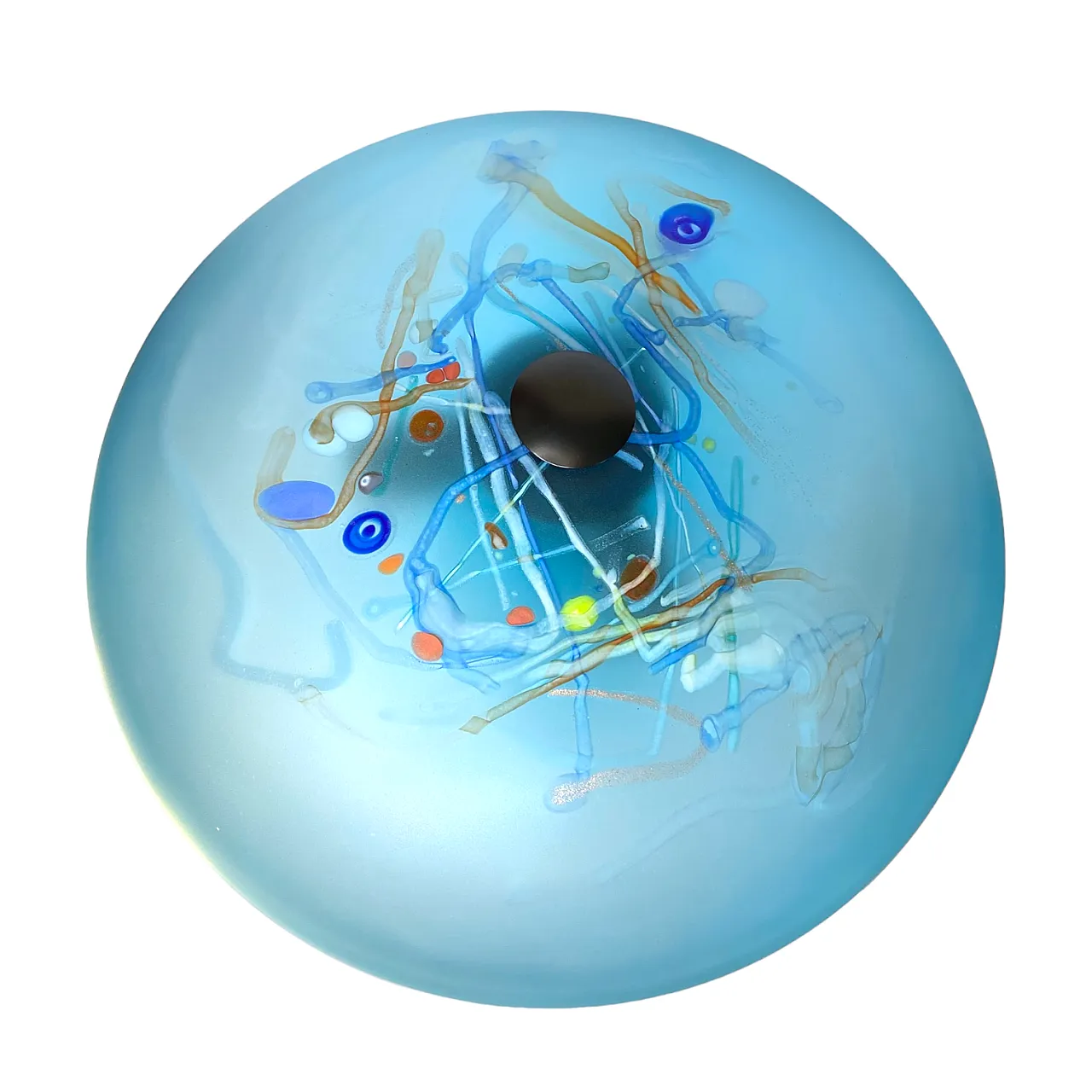 Blue decorated glass table lamps by Cenedese, 90s 6