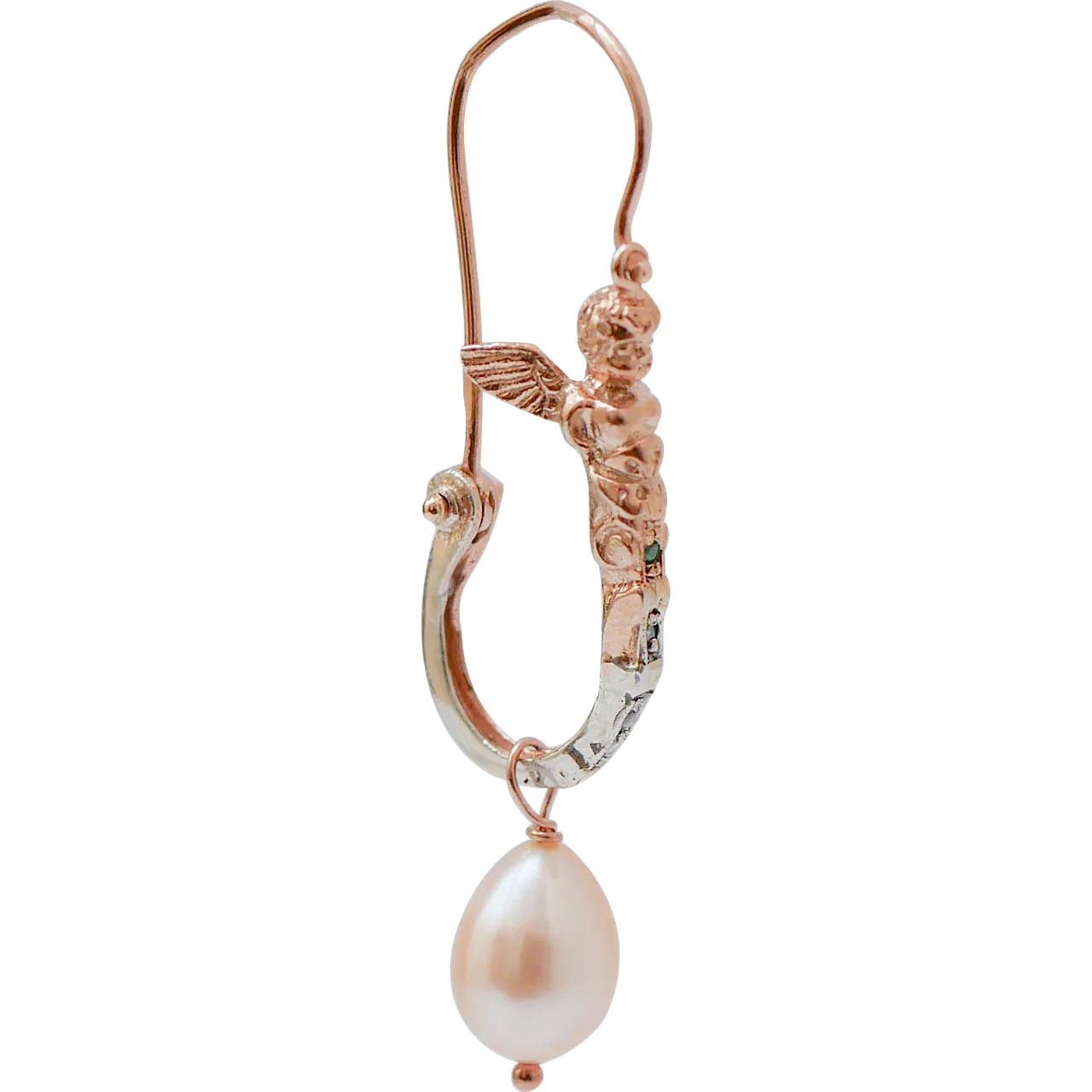 Orecchini con perle, tsavorite, diamanti, oro rosa e argento, anni '60 8