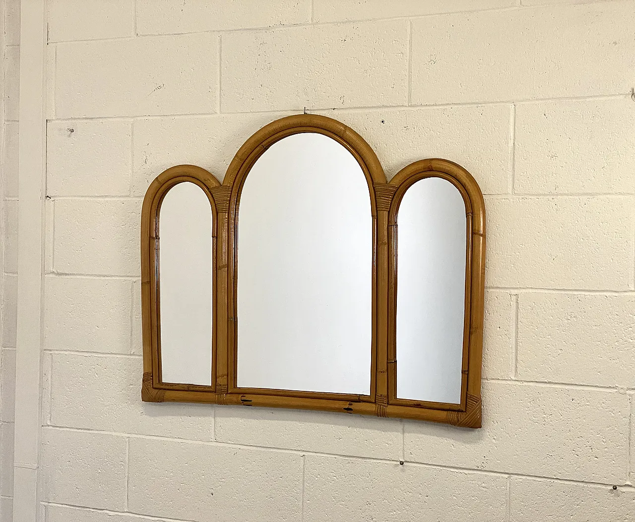 Specchio in bambù, anni '70 1