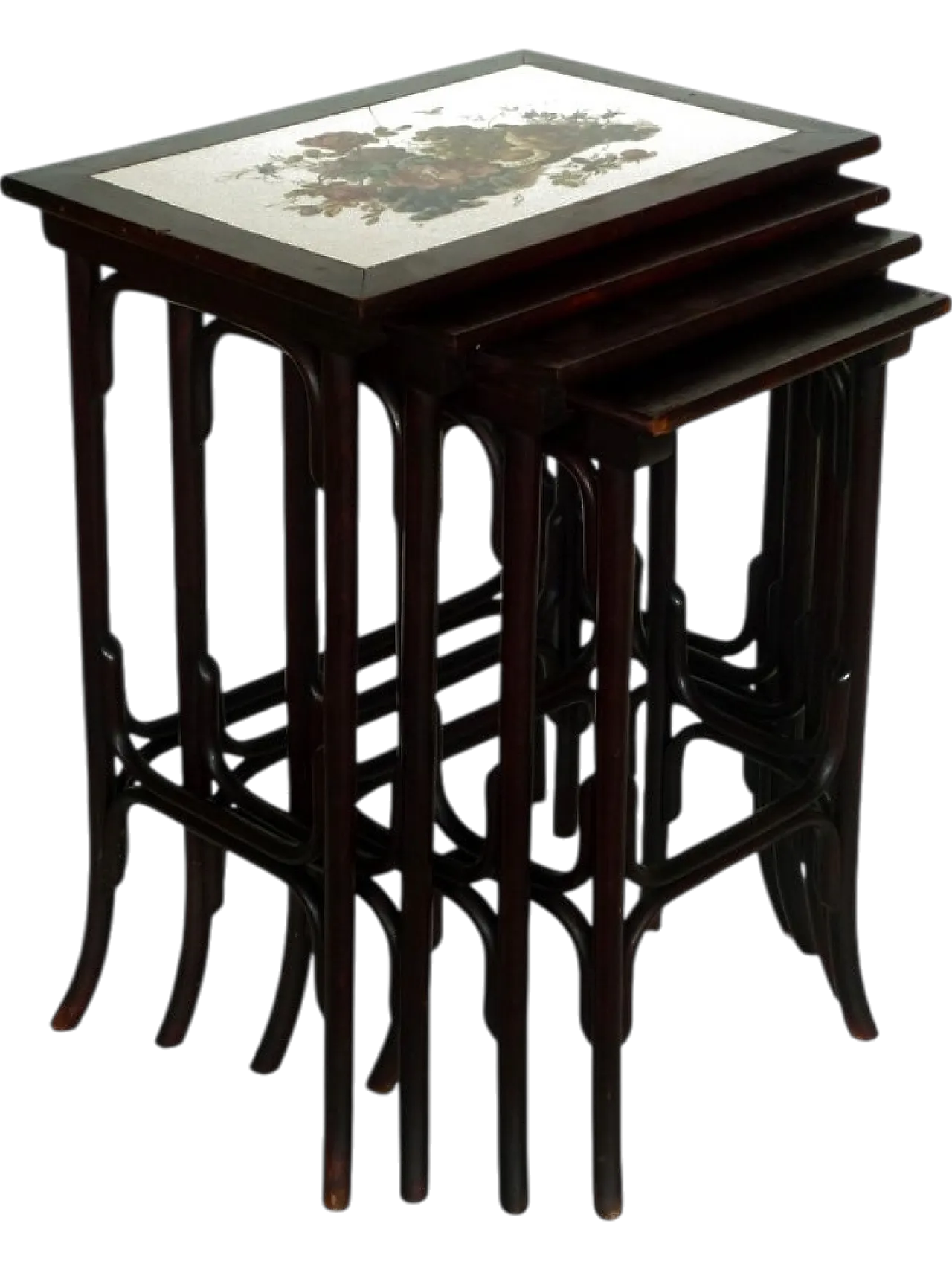 4 Tavolini impilabili Art Nouveau di Thonet, inizio '900 11