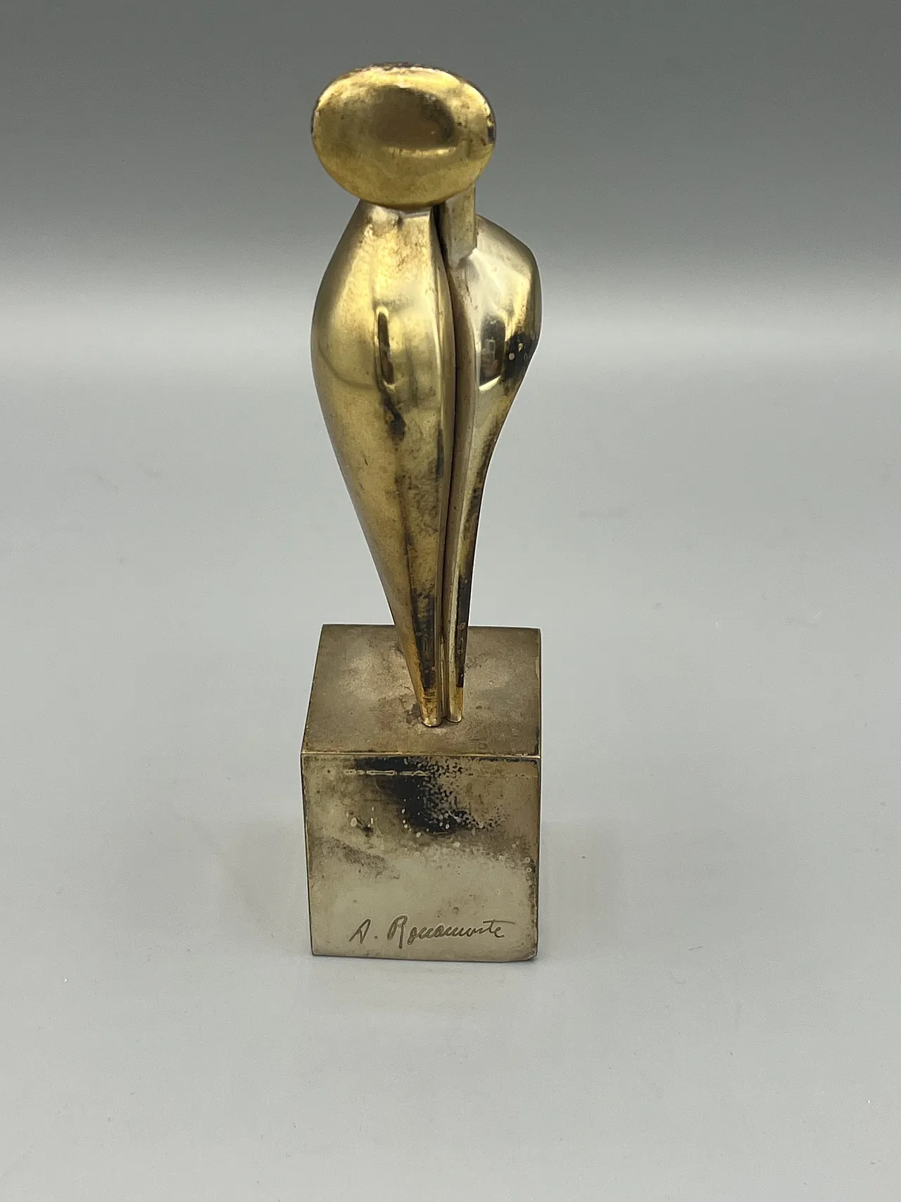 Amelio Roccamonte Sculpture in silver metal. 70s 1