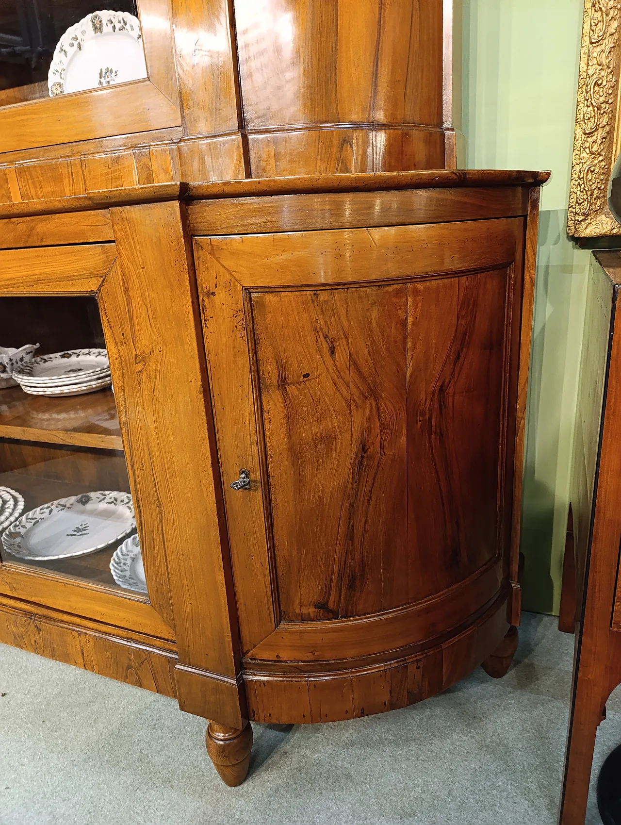 Biedermeier glass double body sideboard cabinet, 19th century 2