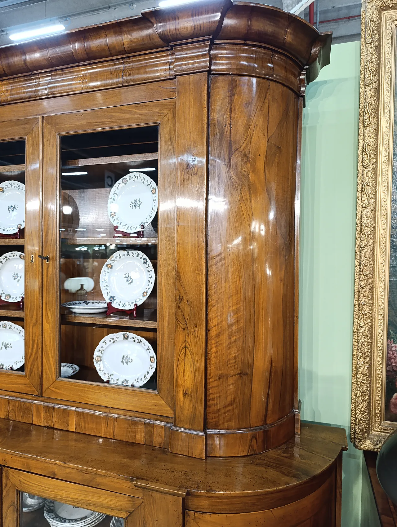 Biedermeier glass double body sideboard cabinet, 19th century 3