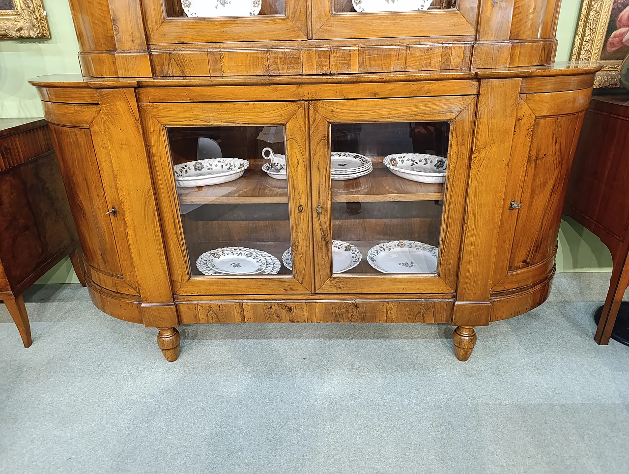 Biedermeier glass double body sideboard cabinet, 19th century 4