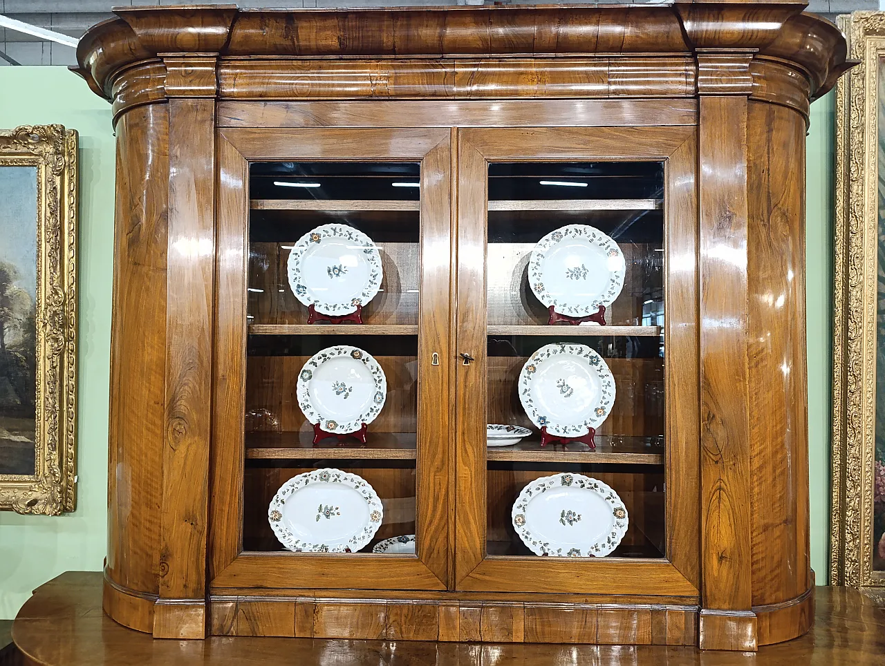 Biedermeier glass double body sideboard cabinet, 19th century 5
