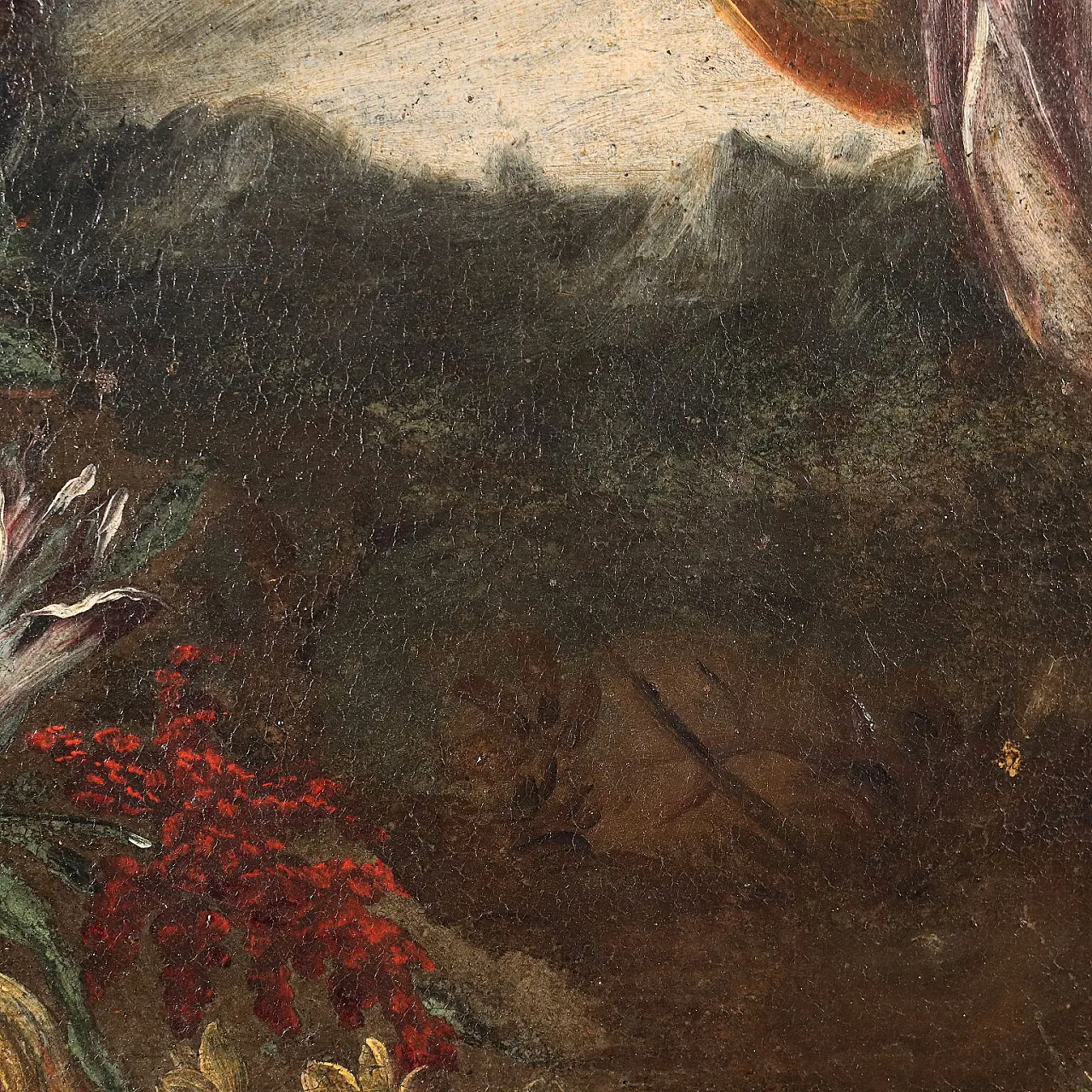Guardian angel in flower garland, oil on canvas, 17th century 6