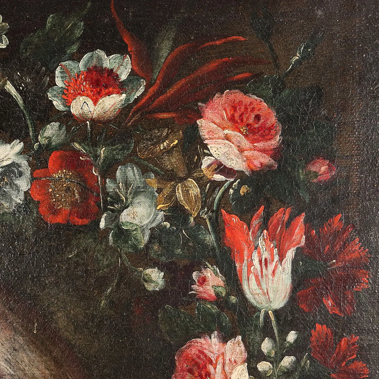 Guardian angel in flower garland, oil on canvas, 17th century 7