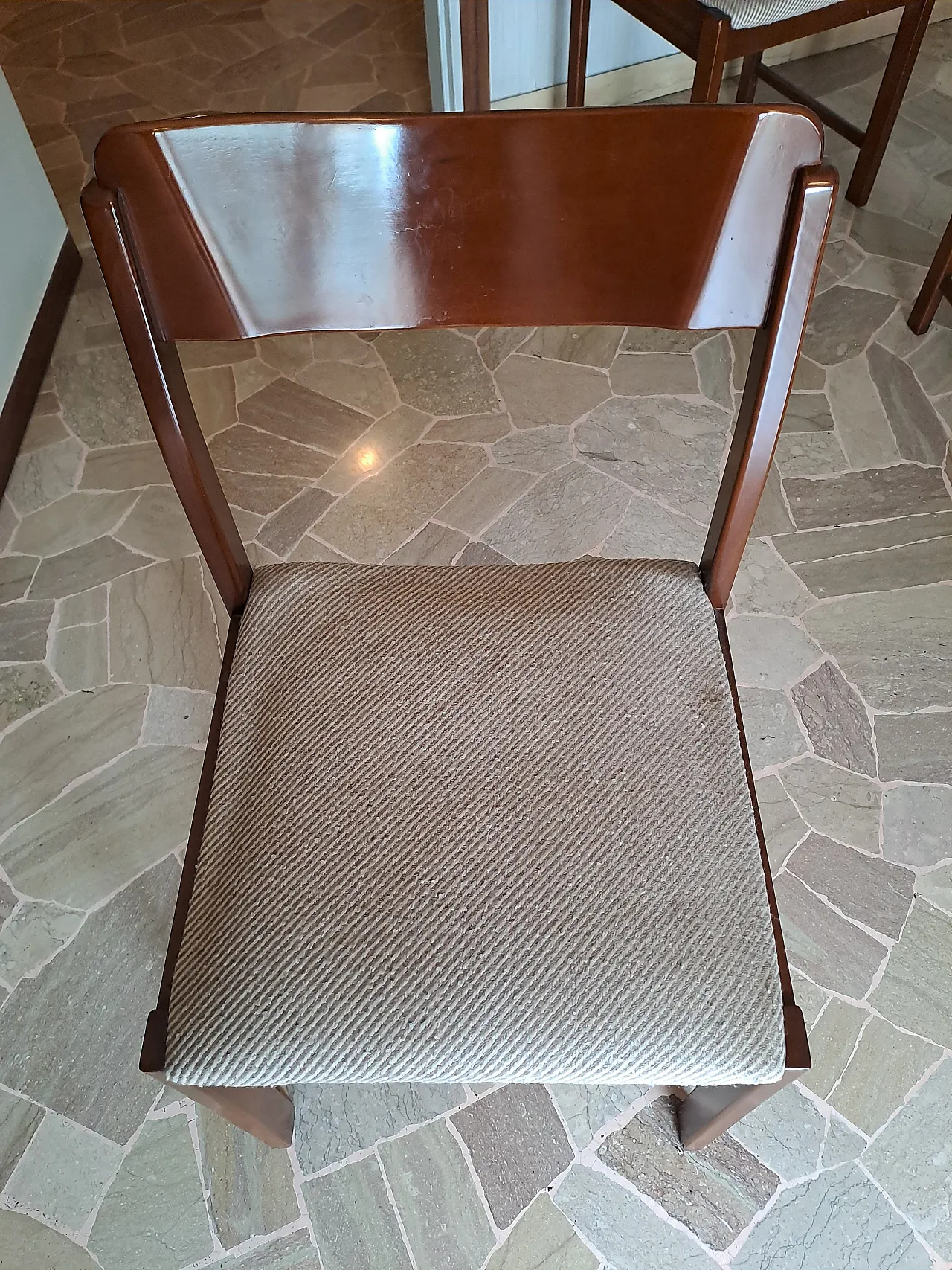 4 wooden chairs, 70s 5