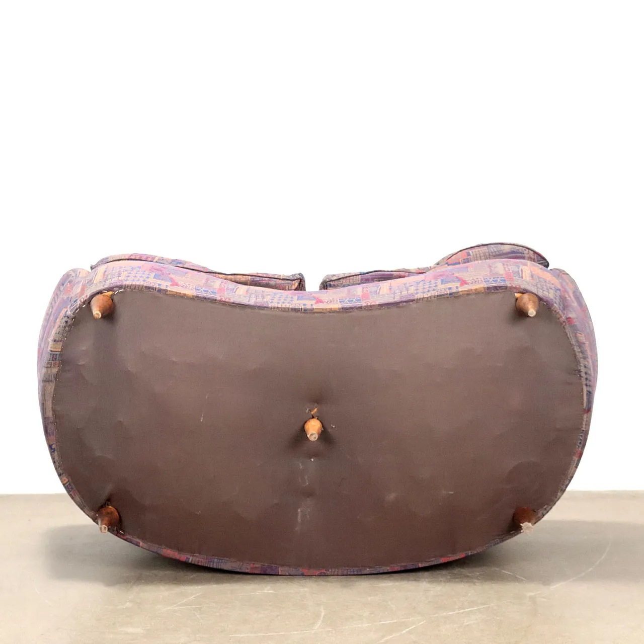 Divano a fagiolo in legno e tessuto, anni '60 8