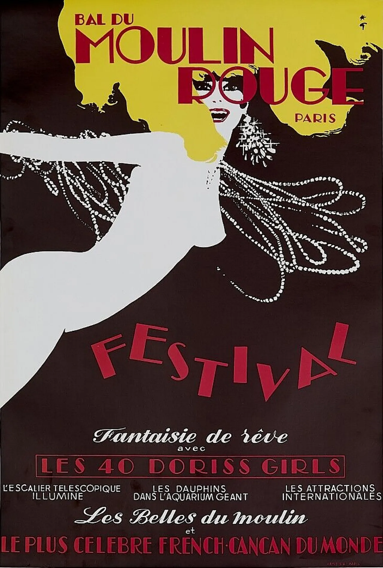 René Gruau, Bal du Moulin Rouge Paris, Festival poster, anni '80 1