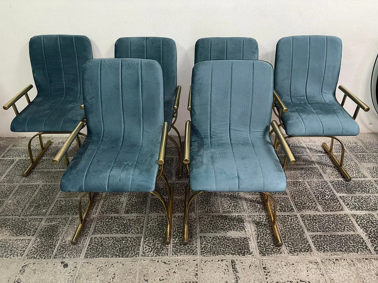 6 sedie blu, anni '70 2