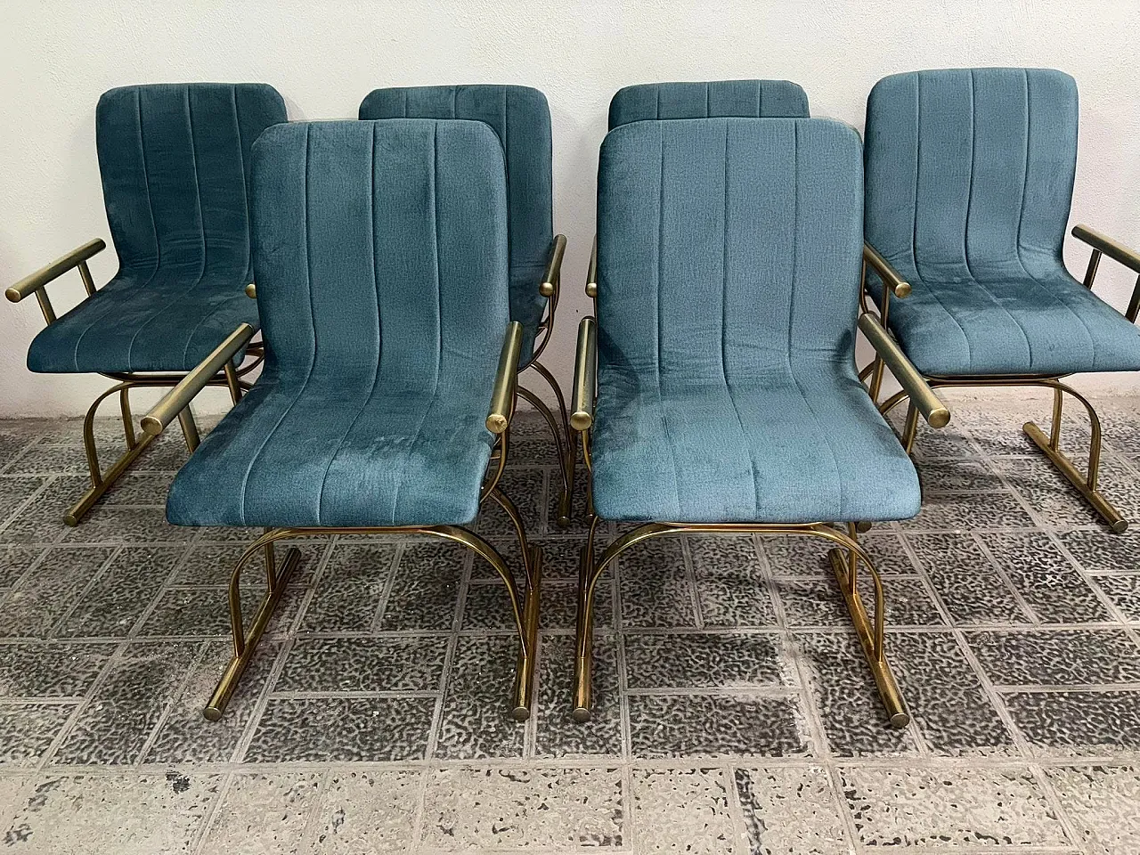 6 sedie blu, anni '70 3
