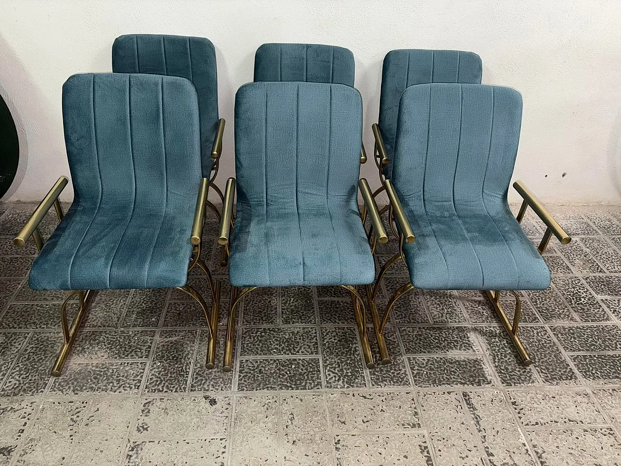 6 sedie blu, anni '70 4