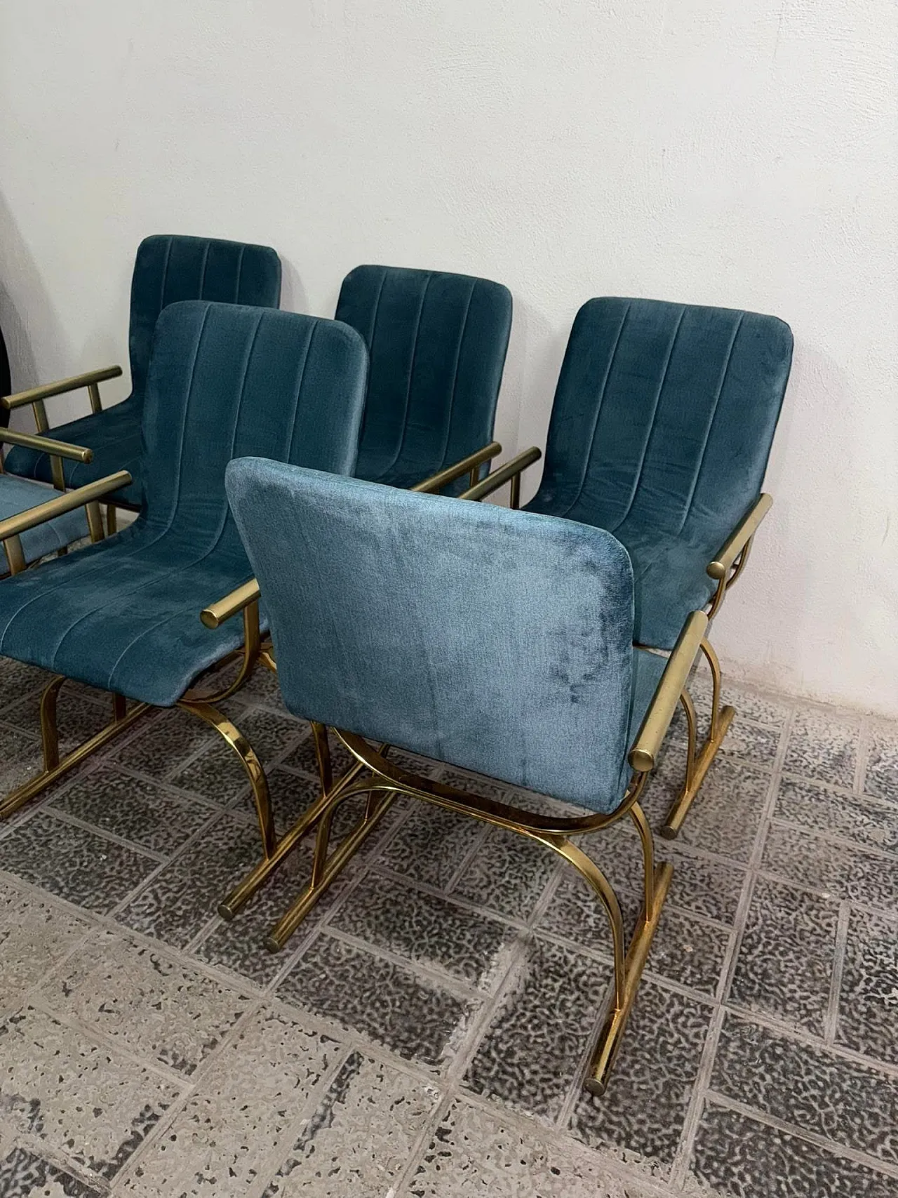6 sedie blu, anni '70 5
