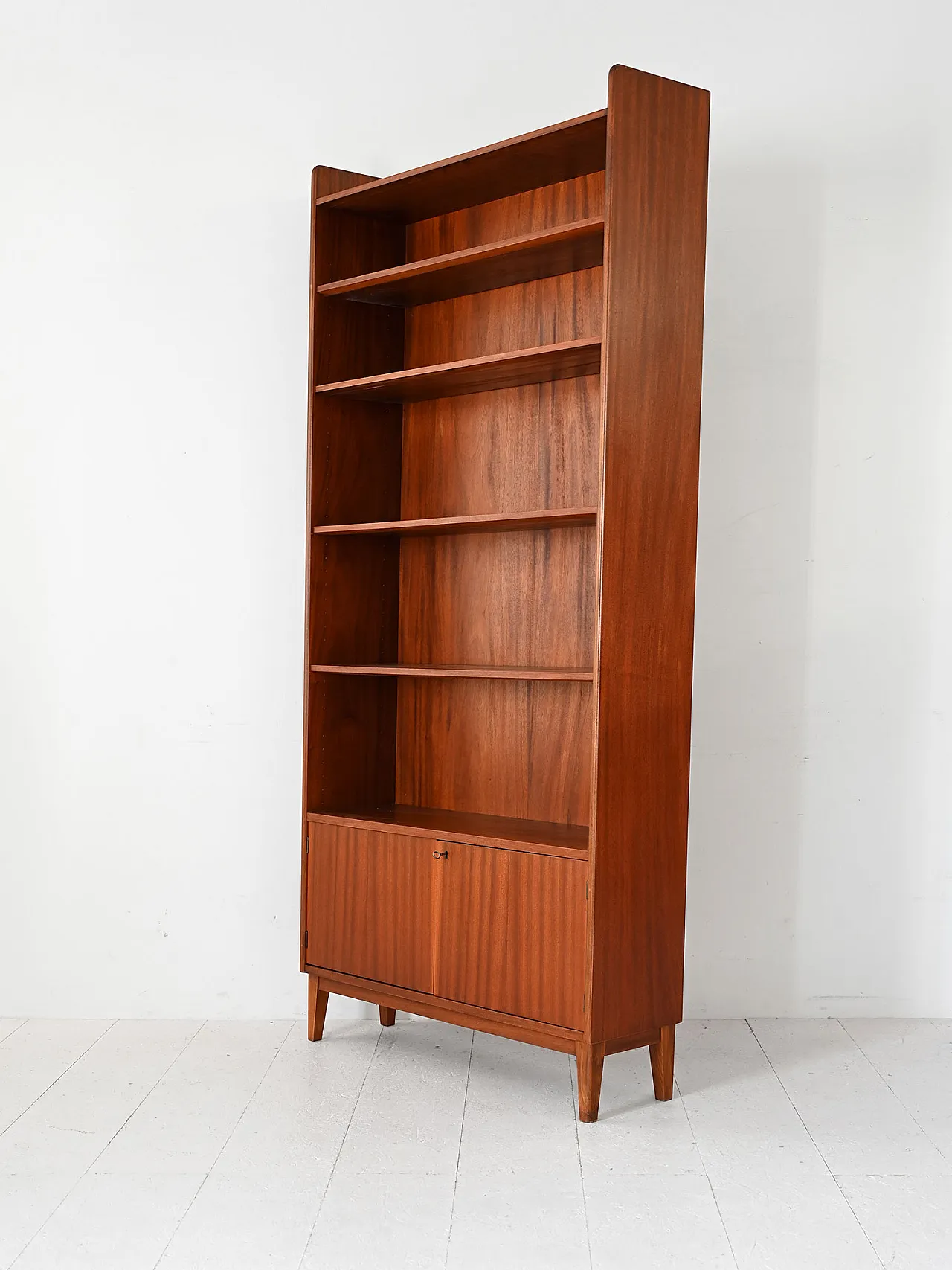 Libreria scandinava a parete in teak, fine anni '50 4