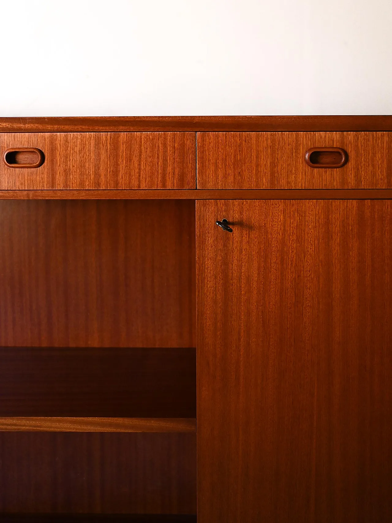 Scandinavian Highboard in Teak with swing door, 50s 8