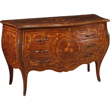 Louis XV style dresser with precious inlaid wood, 20th century