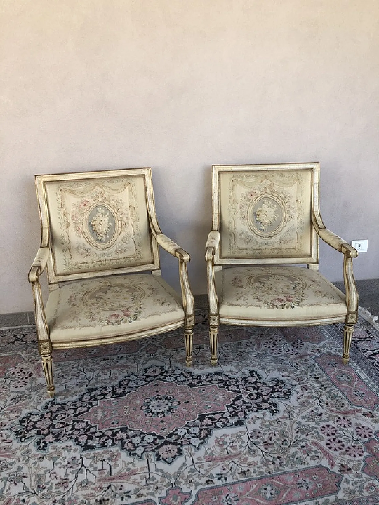 Sofas and 60s armchairs set Louis XVI style, 60s 2
