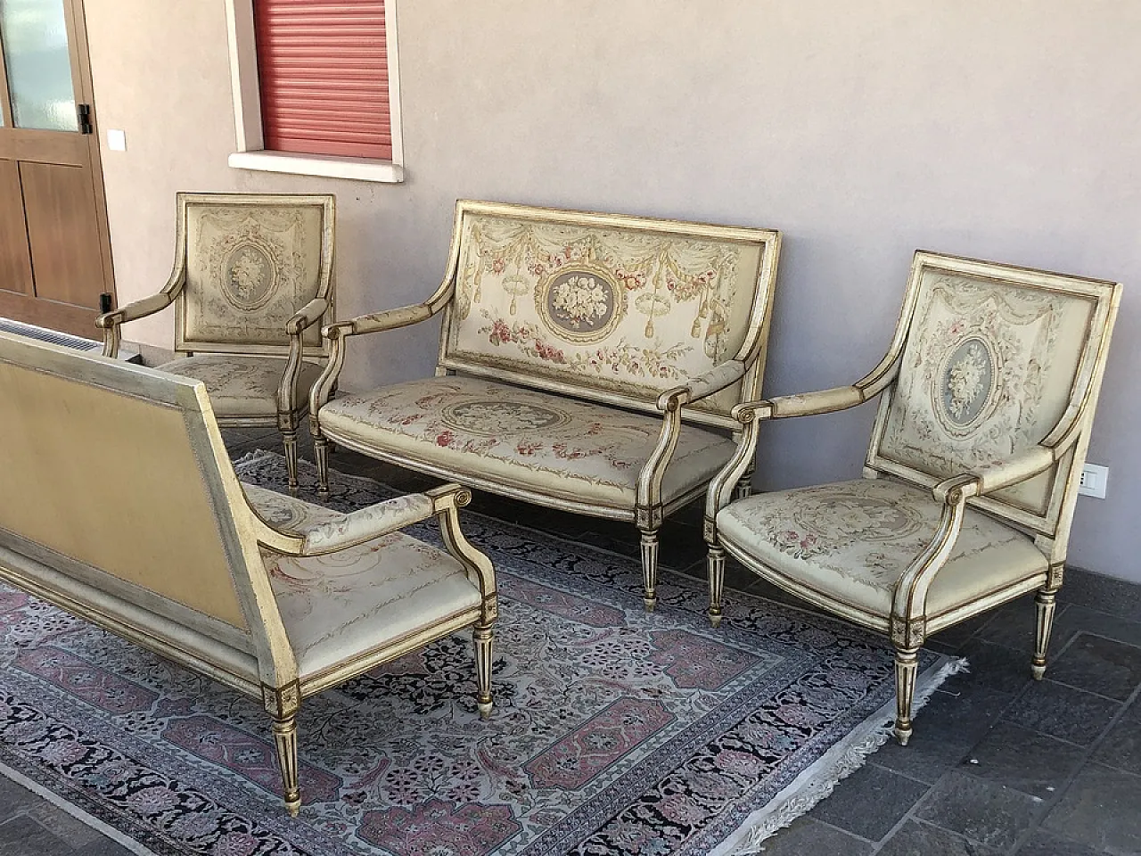 Sofas and 60s armchairs set Louis XVI style, 60s 13