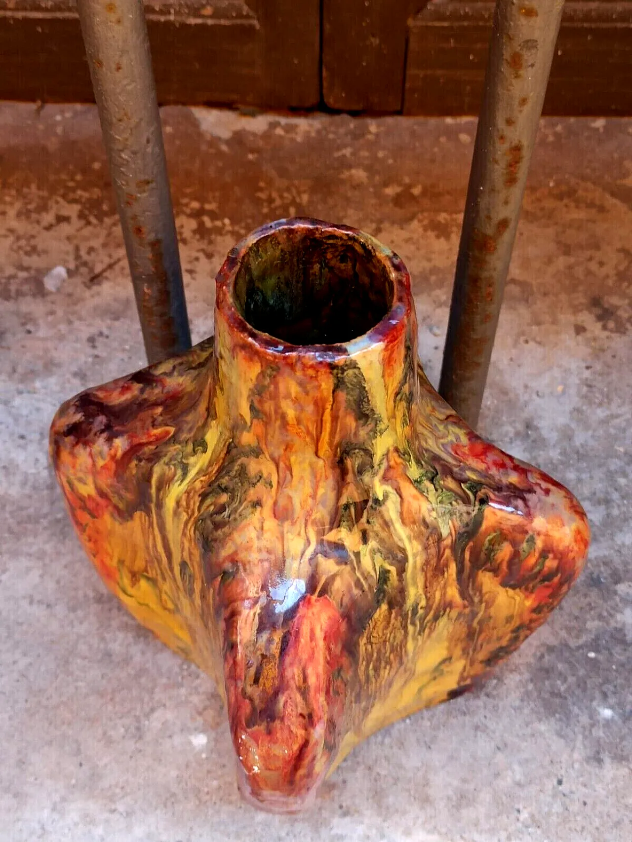 Majolica and multicoloured ceramic jug, mid-20th century 6