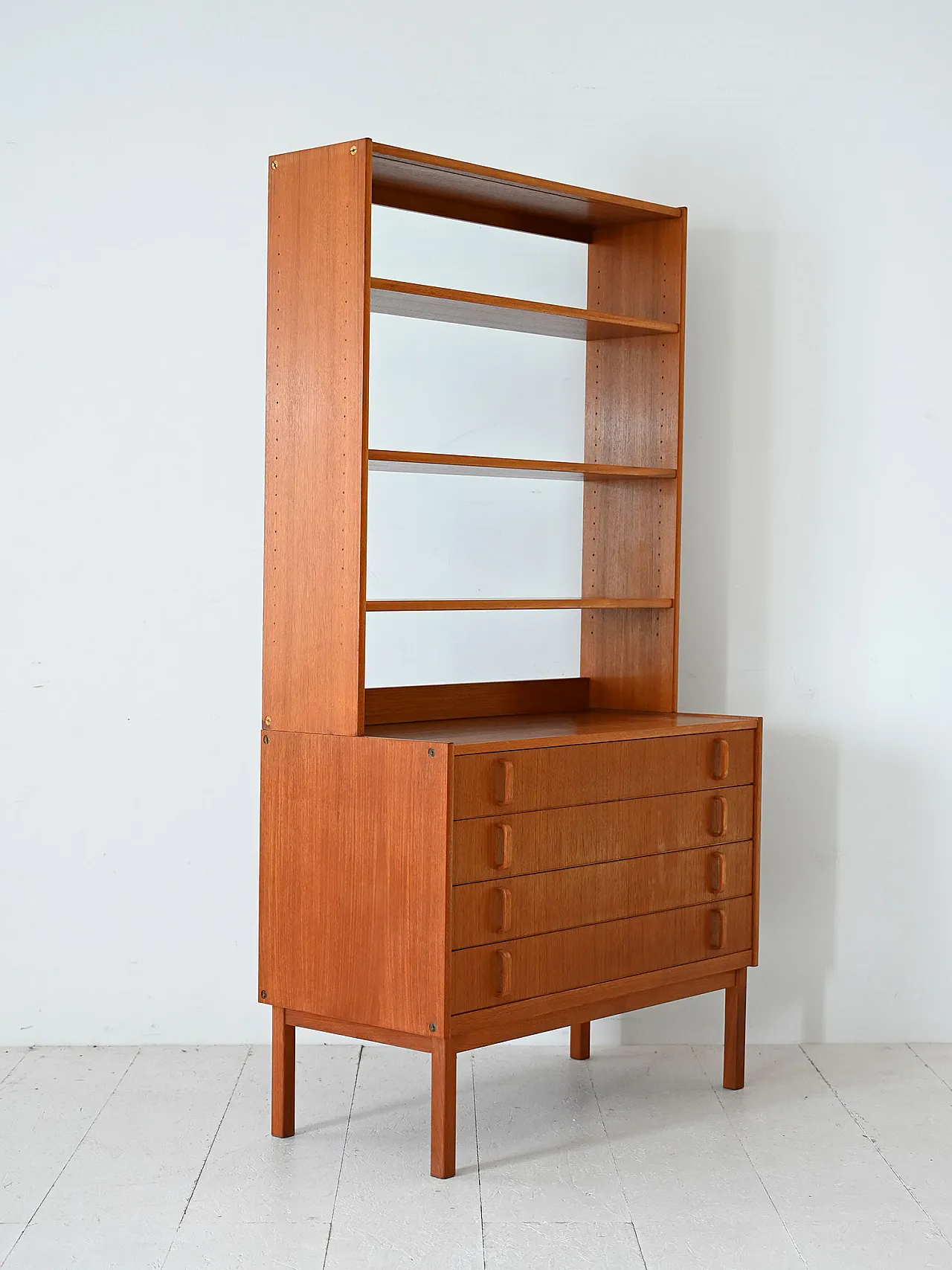 Scandinavian library in Teak with chest of drawers by BodaFors, 60s 3