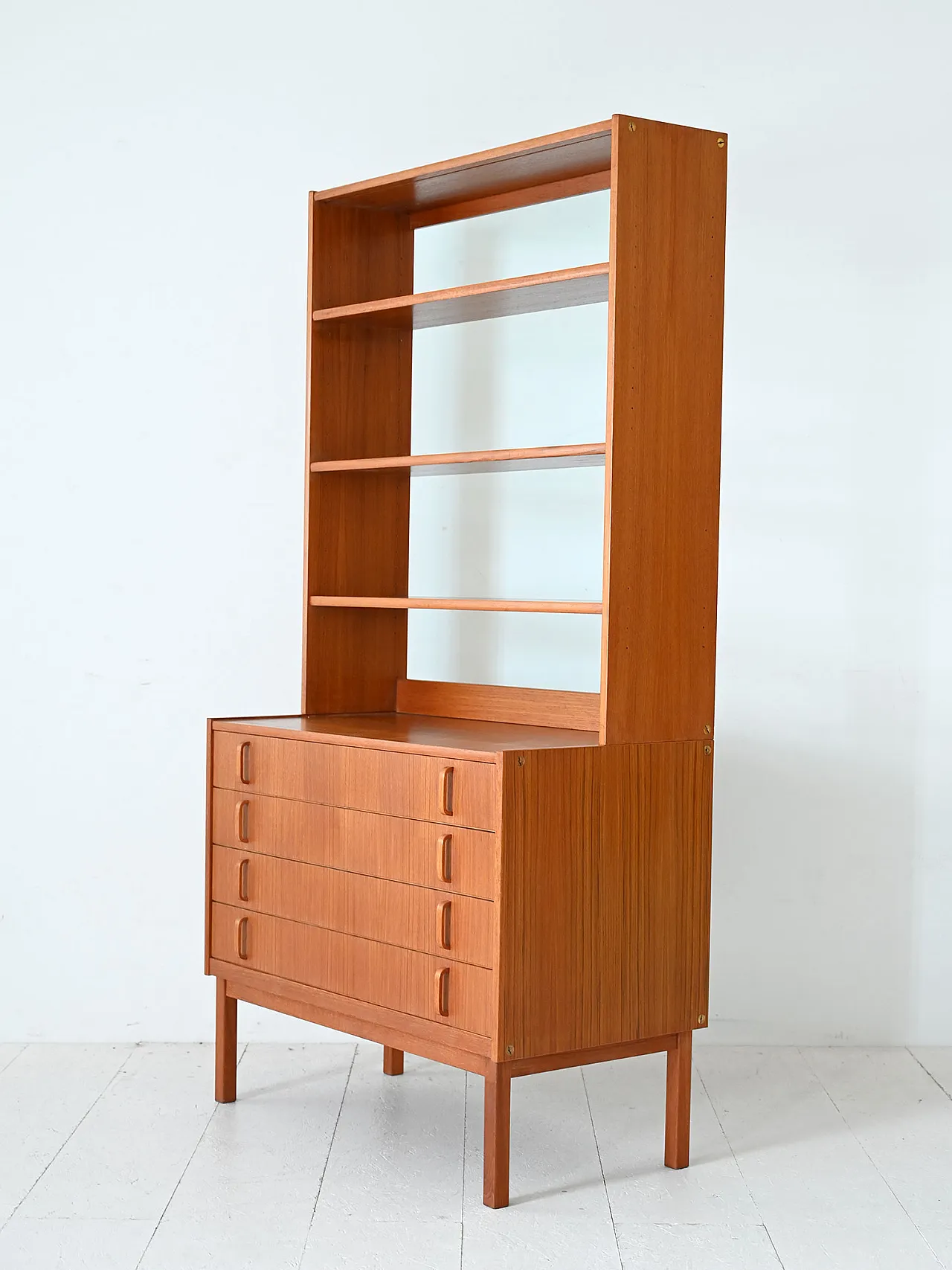 Scandinavian library in Teak with chest of drawers by BodaFors, 60s 4