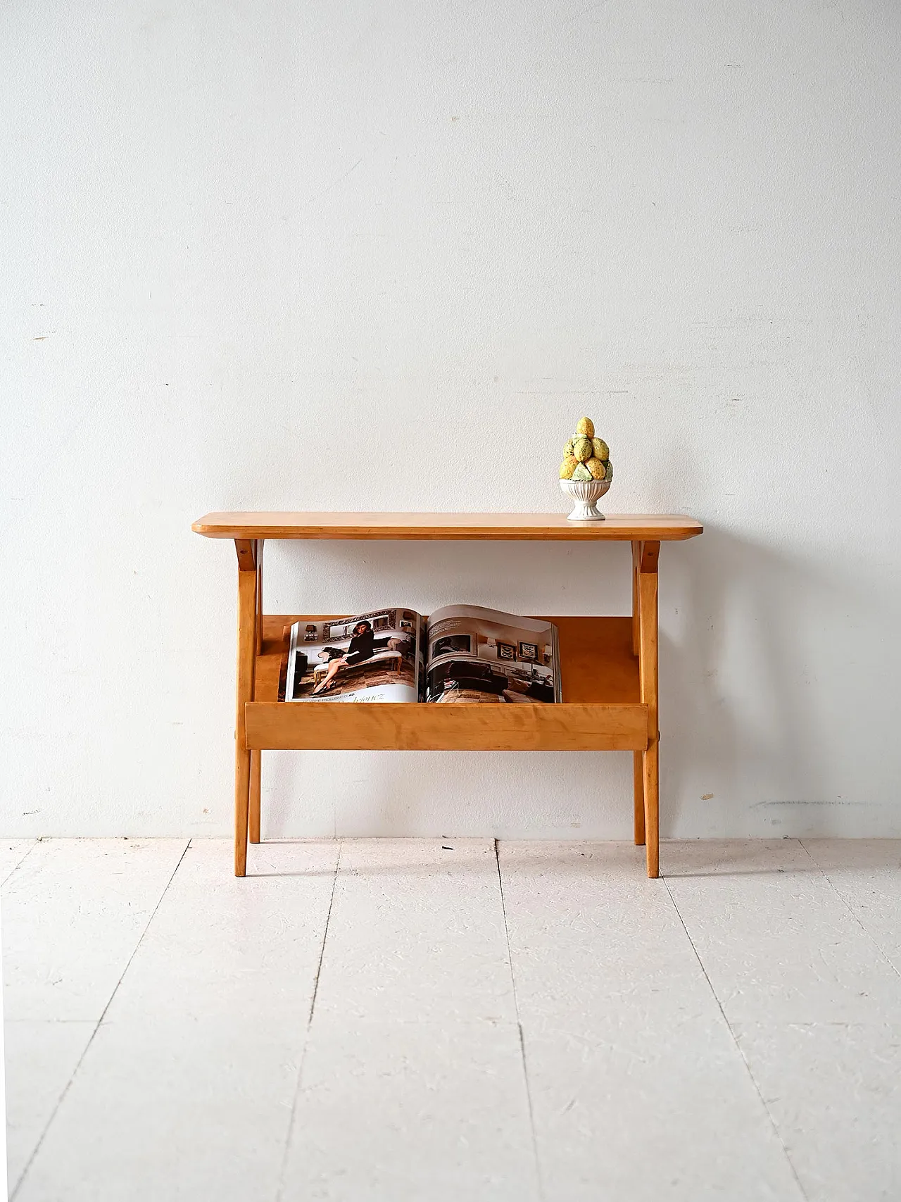 Scandinavian table with Birch display, 60s 1