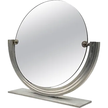 Mid-Century Nickel-Paland Brass Table Mirror Vanity, Missaglia, 1970