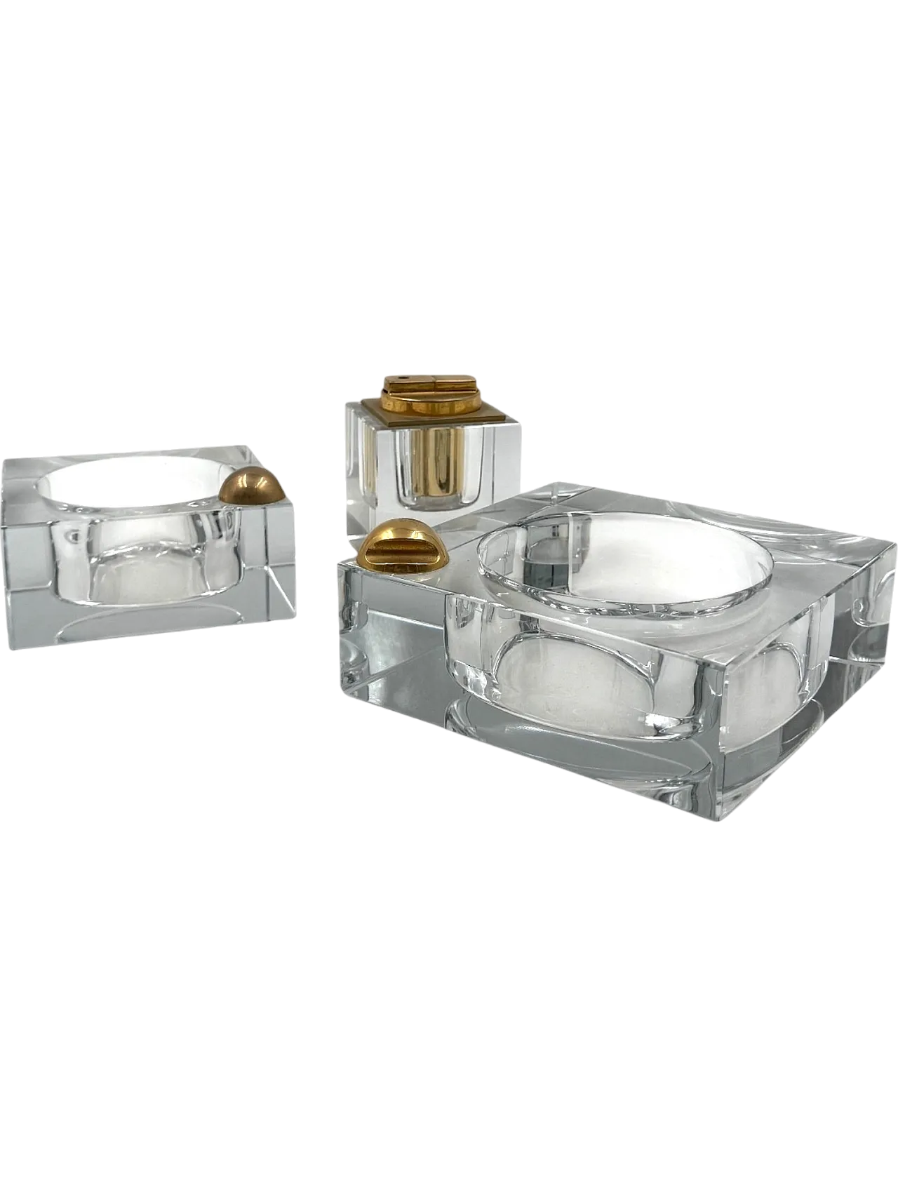 Hollywood Regency Glass Smoking Set, France 1970s 18