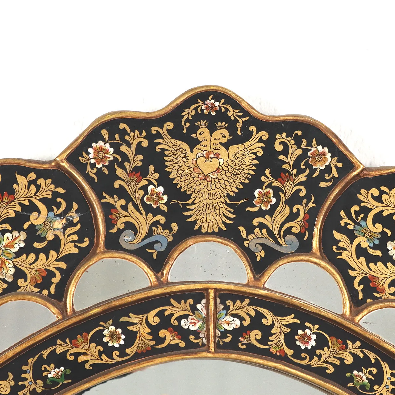 Specchio ovale con cornice in vetro retro dipinto 3