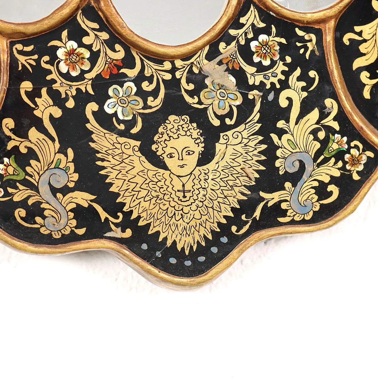 Specchio ovale con cornice in vetro retro dipinto 5