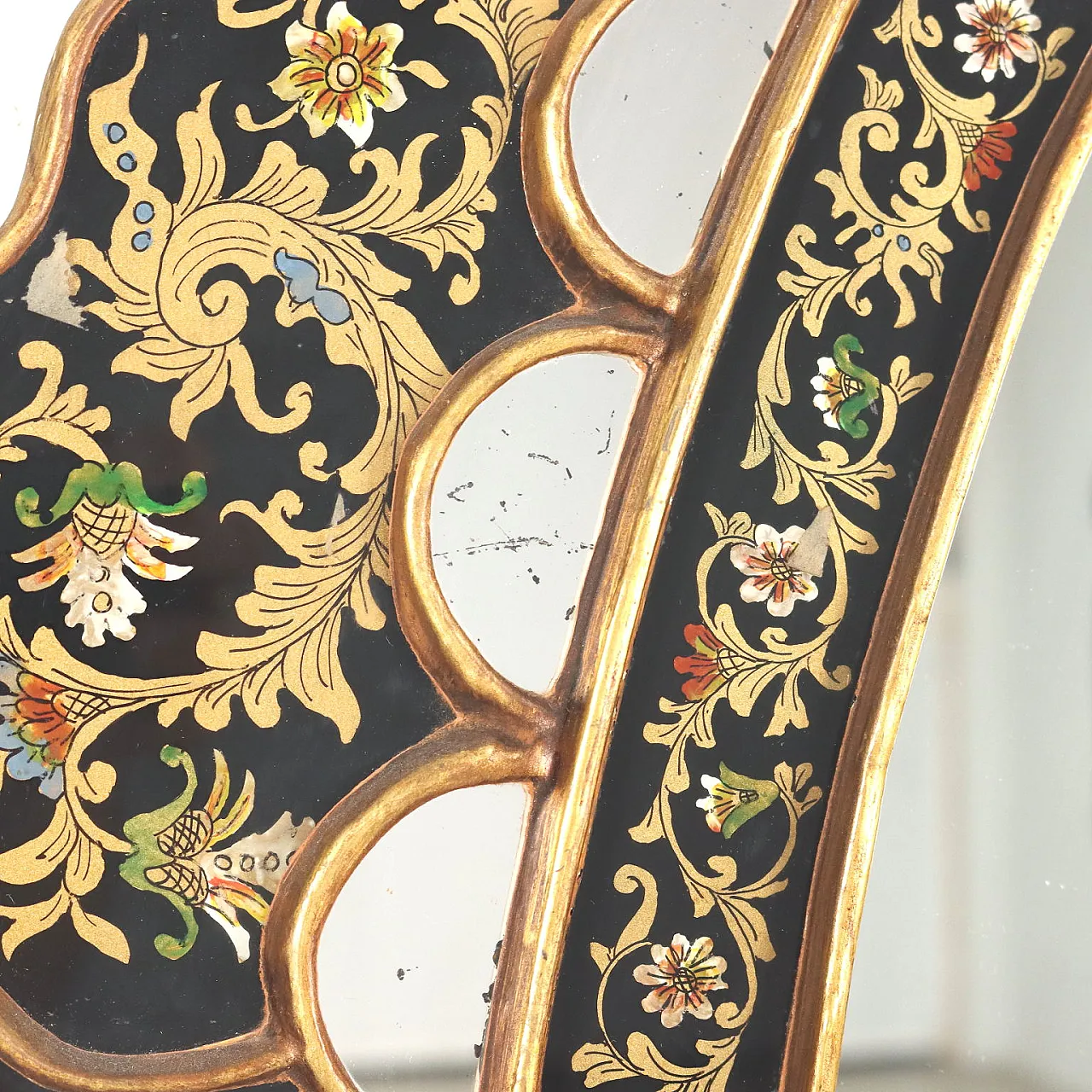 Specchio ovale con cornice in vetro retro dipinto 6