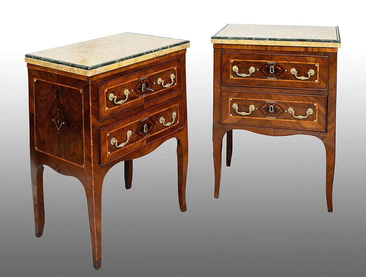 Pair of bedside tables Louis XIV Neapolitans, 19th century 1